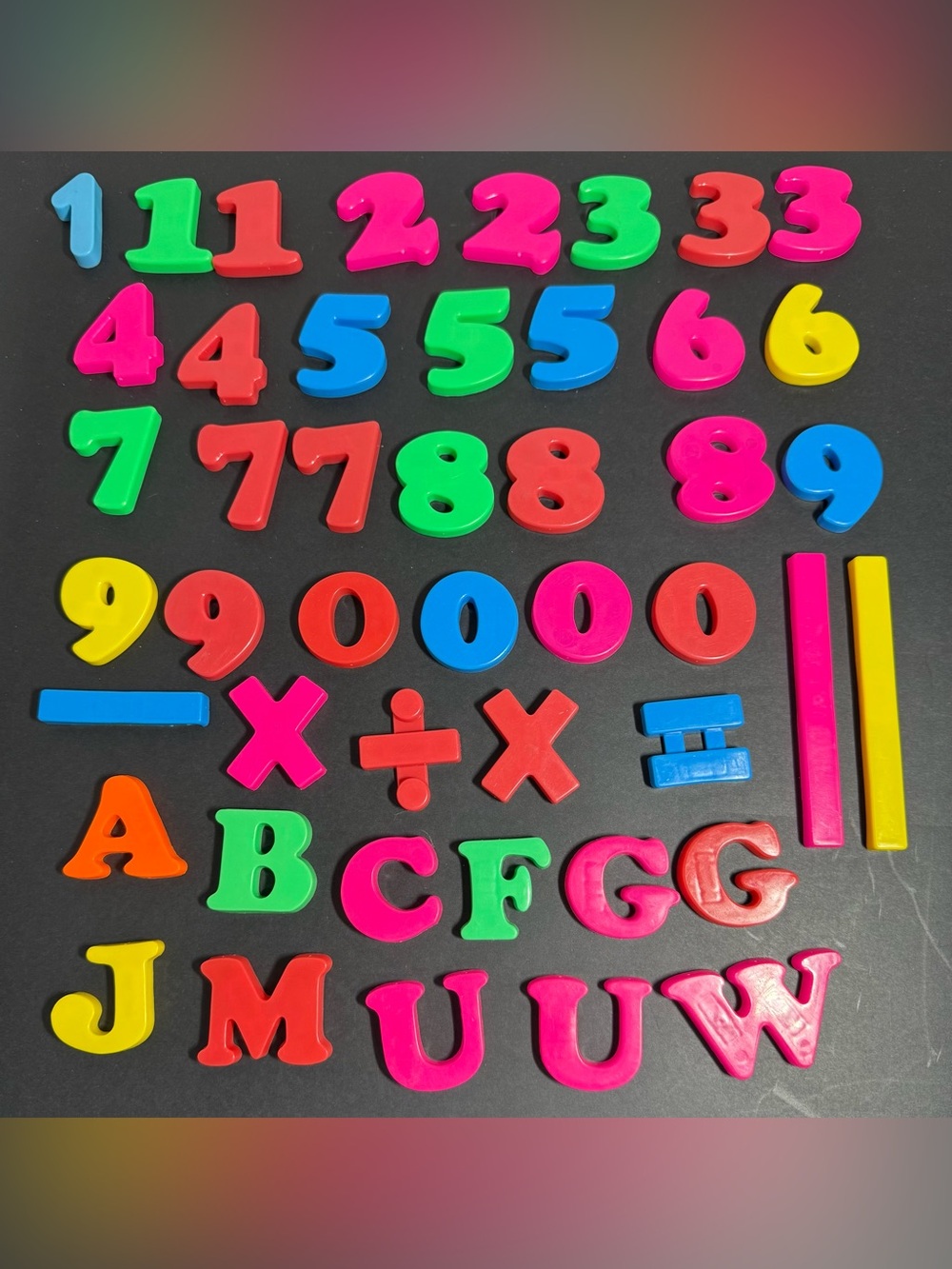 Vintage Plastic Magnetic Letters, Numbers & Math Symbols Lot -